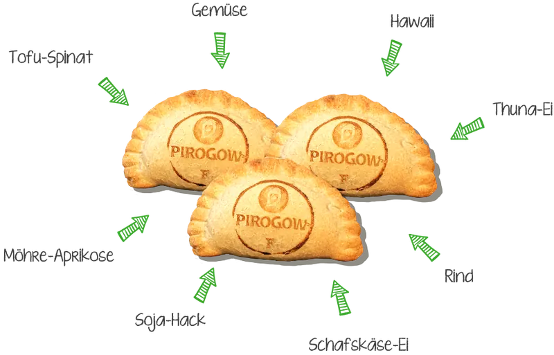 Pirogi mit unterschiedlichen Füllungen
